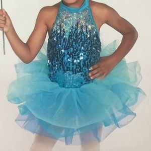 Dance costume with Tutu Skirt & Sparkly Skirt